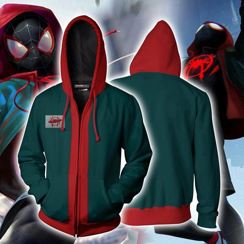 3D Miles Morales Spiderman Hoodie อะนิเมะพิมพ์เสื้อกันหนาวหมวกแฟชั่น