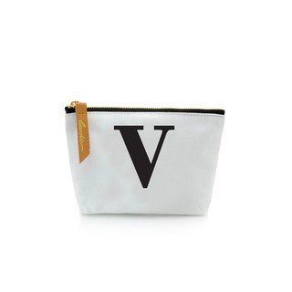 กระเป๋าผ้าลายอักษร ALPHABET  Pouch Coin Bag  WHITE  V