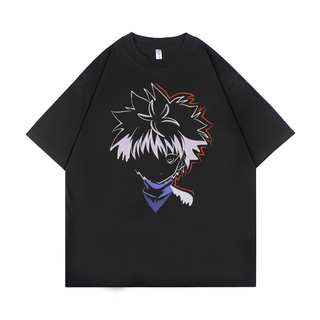 เสื้อยืดโอเวอร์ไซส์เสื้อยืด ขนาดใหญ่ พิมพ์ลาย Psycho Crucify Killua Zoldyck | สีดํา | เสื้อฮันเตอร์ x ฮันเตอร์ | เสื้อยื