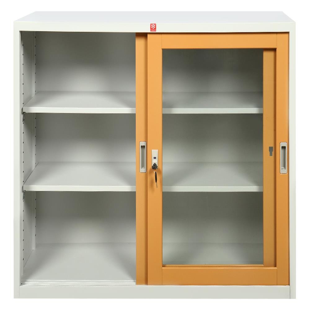 file-cabinet-cabinet-steel-lucky-world-ksg-90-eg-brown-office-furniture-home-amp-furniture-ตู้เอกสาร-ตู้เหล็กบานเลื่อนกระจ