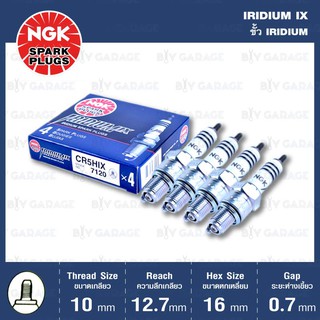 NGK หัวเทียนขั้ว IRIDIUM CR5HIX 4 หัว ใช้สำหรับรถยนต์ มอเตอร์ไซค์ - made in japan