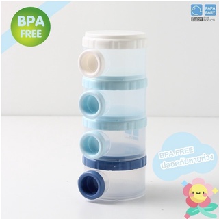 สินค้า PAPA BABY กระปุกแบ่งนม 4 ชั้น BPA FREE ที่แบ่งนมผง ที่ตวงนมผง รุ่น CEQ-110 มีที่เปิดข้างสะดวกสบาย เทง่าย 1 ชิ้น (คละสี)