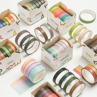 Washi tape | เทปวาชิสีพื้น 7 ม้วน | DIY masking tape