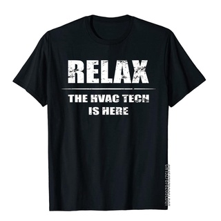 เสื้อยืดโอเวอร์ไซส์เสื้อยืด ผ้าฝ้าย พิมพ์ลาย HVAC Technician Relax The HVAC Tech Is Here สําหรับผู้ชายS-5XL