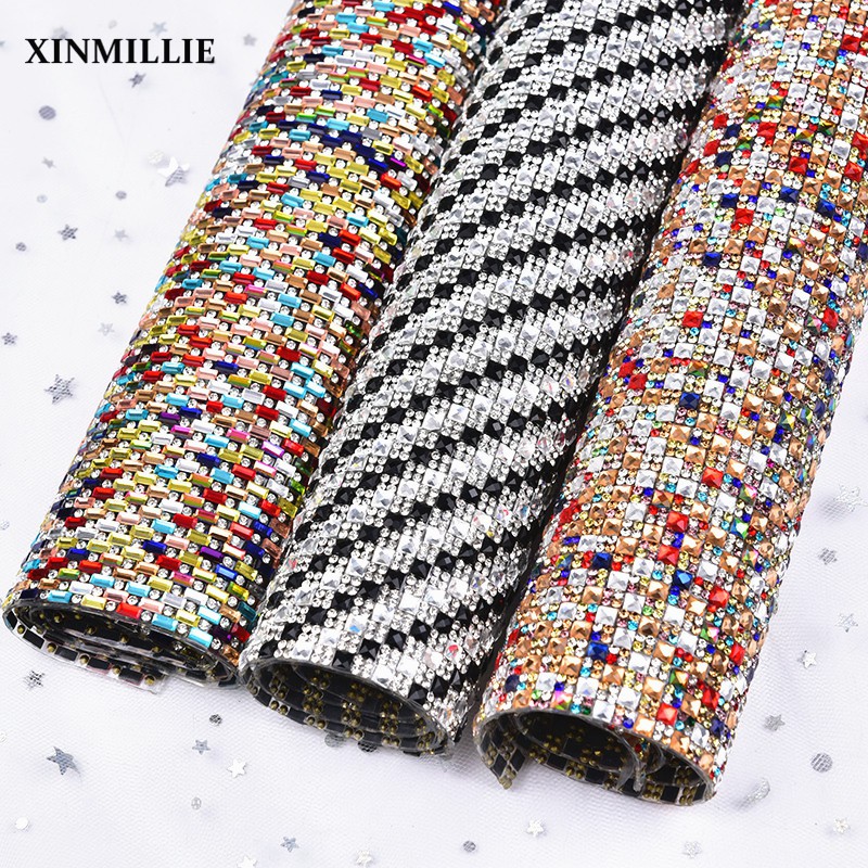 24*40 ซม./ม้วนผสมสี Rhinestone คริสตัล Trimming Hotfix Self กาว ...