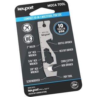 Keyport MOCA 10-in-1 Keychain Multitool - EDC Keychain Tool as Bottle Opener, Screwdriver, Cord Cutter, and Box Opener