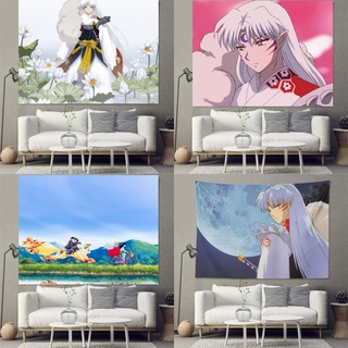 ❤❤ปูผนังพื้นหลัง การ์ตูนอะนิเมะ Inuyasha Shashengwan Bellflower Kagome พื้นหลังผ้าหอพักห้องนอนตกแต่งแขวนผ้า