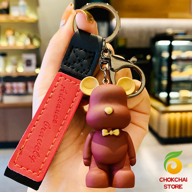 chokchaistore-พวงกุญแจแฟชั่นยุโรปเหนือหมีผูกโบว์-พวงกุญแจหมี-จี้ห้อยกระเป๋า-keychain