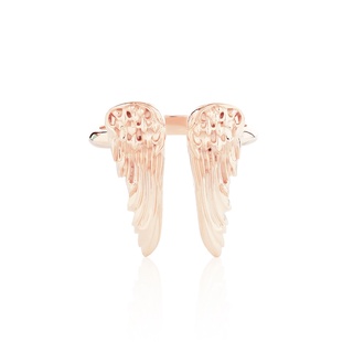 ake ake Eagle Duo Wings Ring - Pure Pink แหวนเงินแท้ 925 แกะมือชุบทองชมพู ลายปีกเทวดา ปีกนกอินทรียุโรปยุคกลางสุดเฟียซ