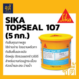 SIKA Topseal 107 มอร์ต้า ฉาบหรือทา กันซึม ป้องกันความชื้น ก่อนปูกระเบื้อง สระว่ายน้ำ ห้องน้ำ (5Kg)  SikaTop-Seal107