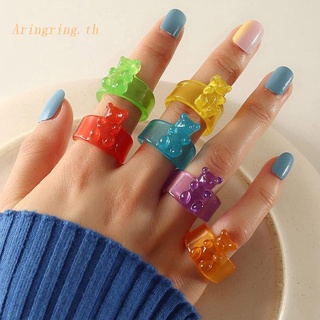 Arin แหวนเรซิ่น รูปหมีน้อยน่ารัก สีสันสดใส เครื่องประดับแฟชั่น สําหรับผู้หญิง