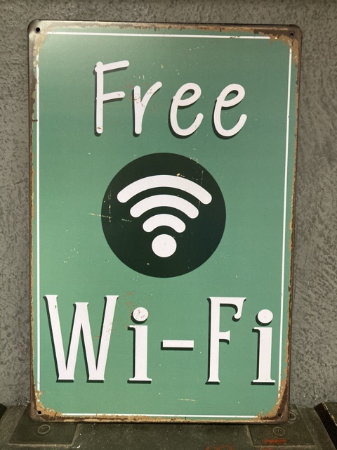 ป้ายสังกะสี-ติดผนัง-แผ่นเรียบ-free-wifi