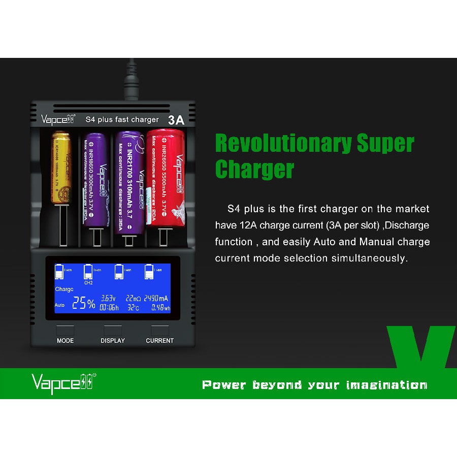 เครื่องชาร์จอัจฉริยะ-vapcell-s4-plus-v2-0-new-ของแท้-เช๊คcode-ได้