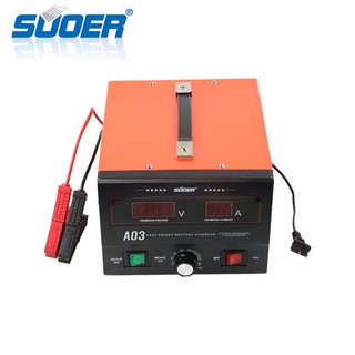 SUOER A03 รุ่นใหม่ เครื่องชาร์จฟื้นฟูสลายซัลเฟตแบตเตอรี่กำลัง 30 แอมป์ 12/24V เครื่องชาร์จแบตเตอรี่รถยนต์อัตโนมัติ