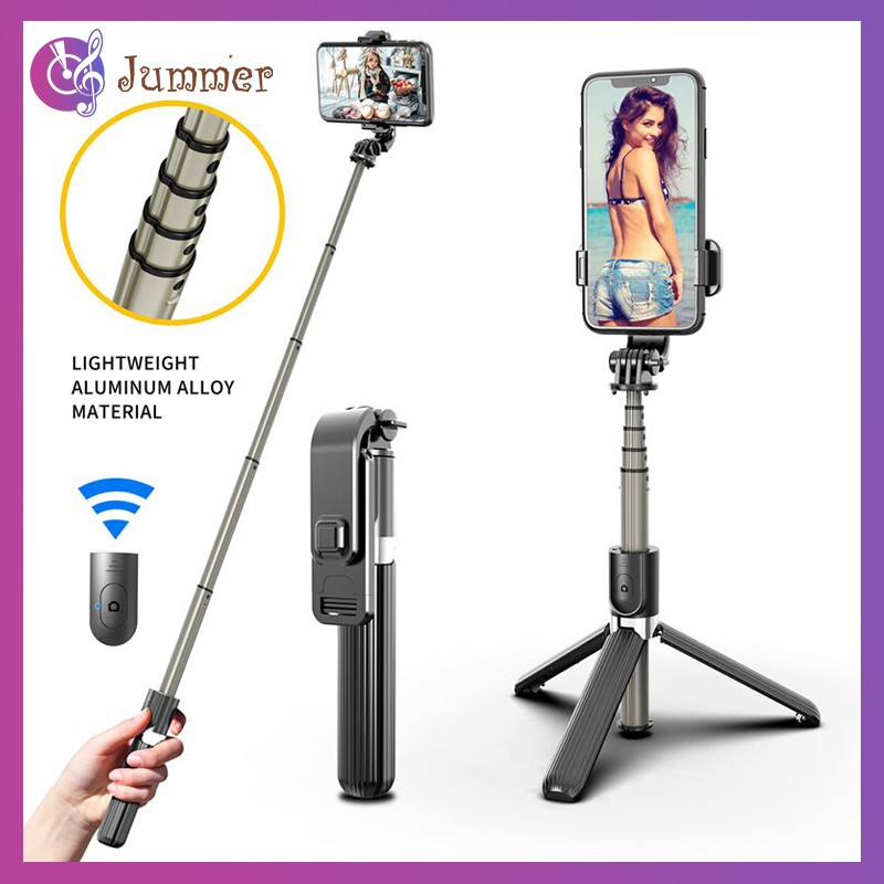 ภาพหน้าปกสินค้าJummer L03 aluminum alloy bluetooth selfie stick gimbal stabilizer tripod for IOS and Android จากร้าน jummer. บน Shopee