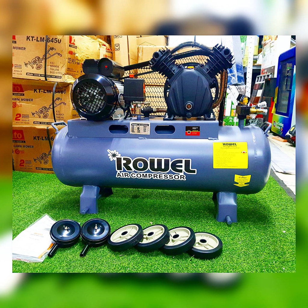 rowel-ปั๊มลมสายพาน-air-compressor-รุ่น-bv2051-65s-ความจุถัง-65-ลิตร-2hp-2ลูกสูบ-8บาร์-ปั๊มลม