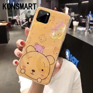 เคสโทรศัพท์ Realme C11 New Cute Cartoon Bear Silicone Colorful Cherry blossoms Back Cover Phone Case RealmeC11