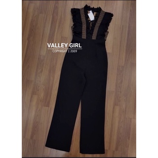 จั้มสูทระบายขายาว ป้ายvalleygirl sz.l สีดำ/ขาว