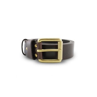 Brown Stone เข็มขัดหนังแท้รุ่น Milano Dark Brown Belt Solid Brass Roller Buckle