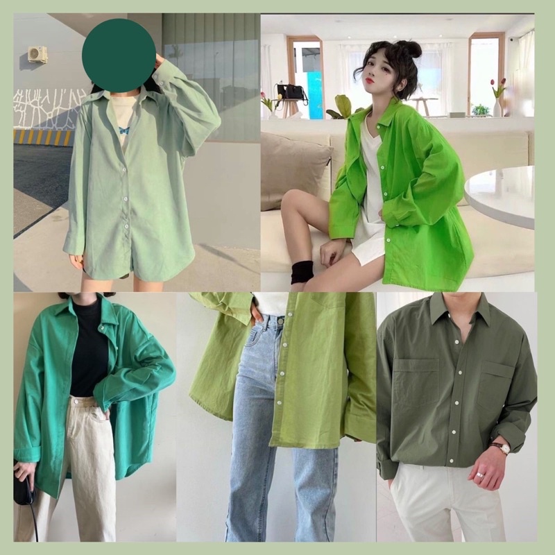 เสื้อเชิ้ต-oversize-โทนเขียวมิ้น-เขียวพาสเทล-น่ารักมาก