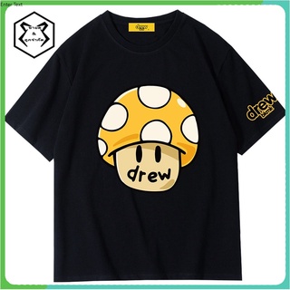 Drew-bkmk เสื้อยืดแขนสั้น ผ้าฝ้าย พิมพ์ลายหน้ายิ้ม ทรงหลวม สไตล์ยุโรป และอเมริกา สตรีท เหมาะกับฤดูใบไม้ผลิ และฤดูร้อน สํ