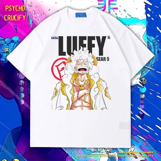 เสื้อยืดผ้าฝ้ายพิมพ์ลาย "Monkey D Luffy Gear 5" Oversized T-Shirt