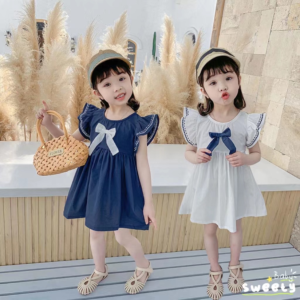 baby-sweety-ส่งเร็ว-พร้อมส่ง-ชุดเดรสเด็กผู้หญิง-แขนสั้น-แต่งโบว์-ผ้าฝ้ายนิ่ม-1-5-ขวบ-ใส่สบาย-เหมาะสำหรับฤดูร้อน