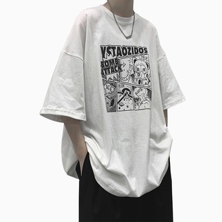 【Size S-8XL】เสื้อยืดพิมพ์ลายการ์ตูนญี่ปุ่นขนาดใหญ่หลวมสไตล์วิทยาลัยผู้ชายเสื้อยืดไขมันใหญ่ลำลอง unisex