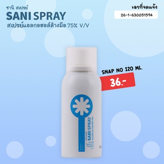 ซานิ สเปรย์ sani spray สเปรย์แอลกอฮอล์ล้างมือ 75% v/v  120ml.