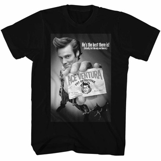 เสื้อยืดผ้าฝ้ายพิมพ์ลายขายดี เสื้อยืดแขนสั้น พิมพ์ลายโปสเตอร์ Ace Ventura Bnw สีดํา