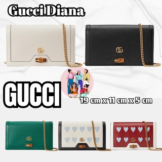 แพ็คเกจ GUCCI GG  Diana Bamboo Mini กระเป๋าถือ/กระเป๋าสตรี/กระเป๋าโซ่/รูปแบบล่าสุด