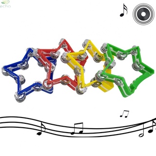 ECHO- ~Pentagram Shape Tambourine Hand Bells Percussion Instrument Party Play Toys Pentagram Blue/Red/Yellow/Green【Echo-baby】