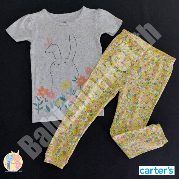 ของใหม่-เซตเสื้อแขนสั้น-กางเกงขายาวเด็กหญิง-ลายกระต่าย-คาร์เตอร์-carters