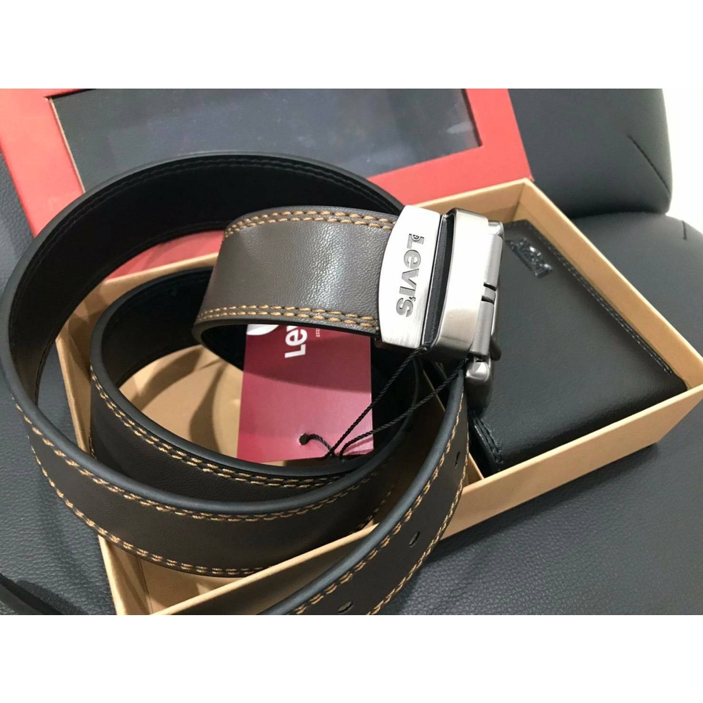 พร้อมส่ง-belt-set-อุปกรณ์ครบ-เซ็ตเข็มขัดผู้ชายสายหนัง-levis-belt-set-เป๋าตังค์