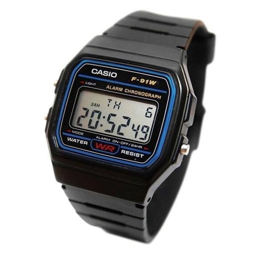นาฬิกา-casio-ผู้ชาย-นาฬิกา-casio-นาฬิกาข้อมือ-สายเรซิ่น-สีดำ-f-91w-1dg-f-91w-f-91