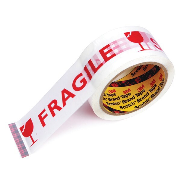 สก๊อตช์-เทป-opp-ขาว-ระวังแตก-fragile-เทปแปะกล่องพัสดุ-3m-scotch-opp-tape-fragile-48มม-x50ม