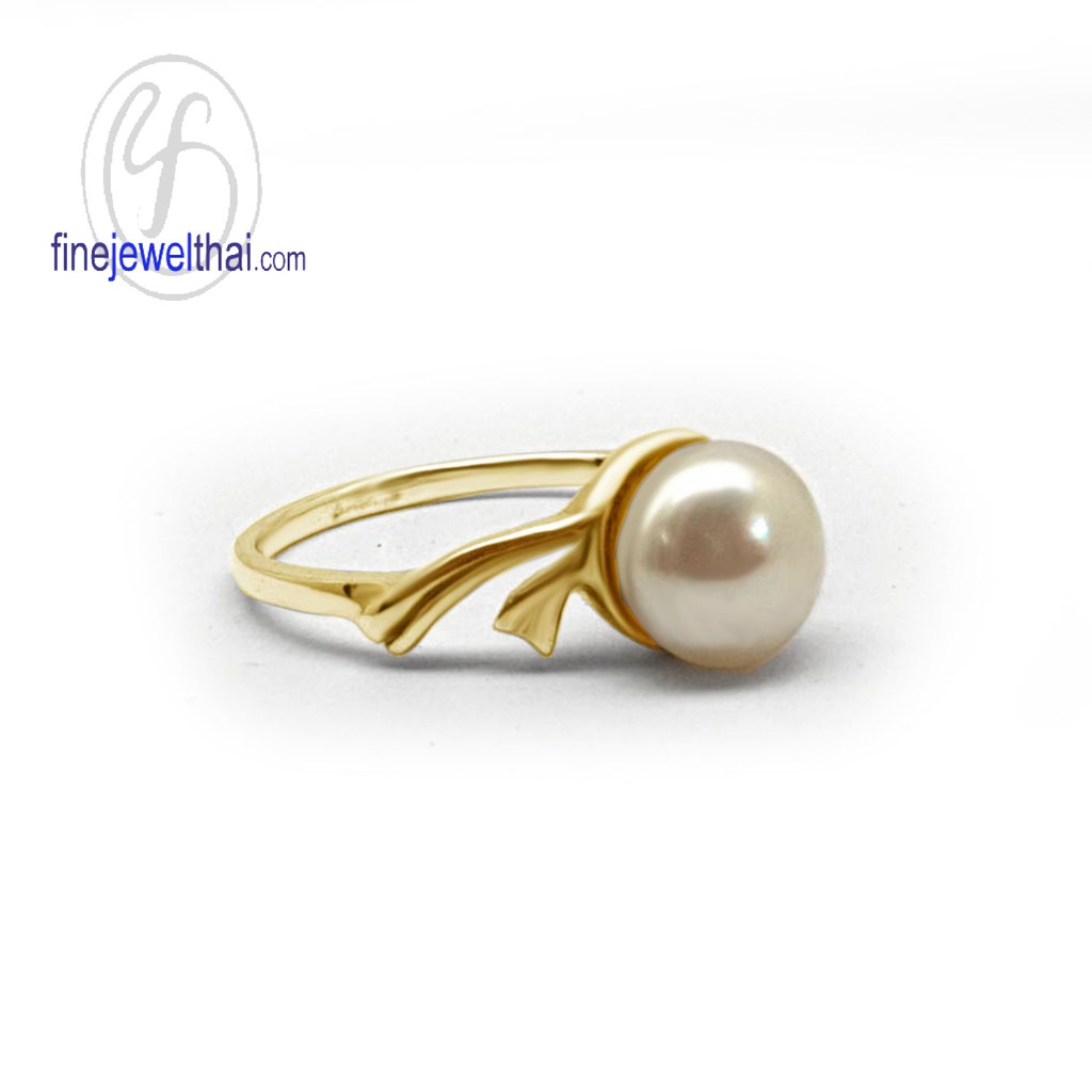 finejewelthai-แหวน-มุกแท้-แหวนเงิน-แหวนมุก-แหวนประจำเดือนเกิด-pearl-silver-ring-r1366pl-w-g