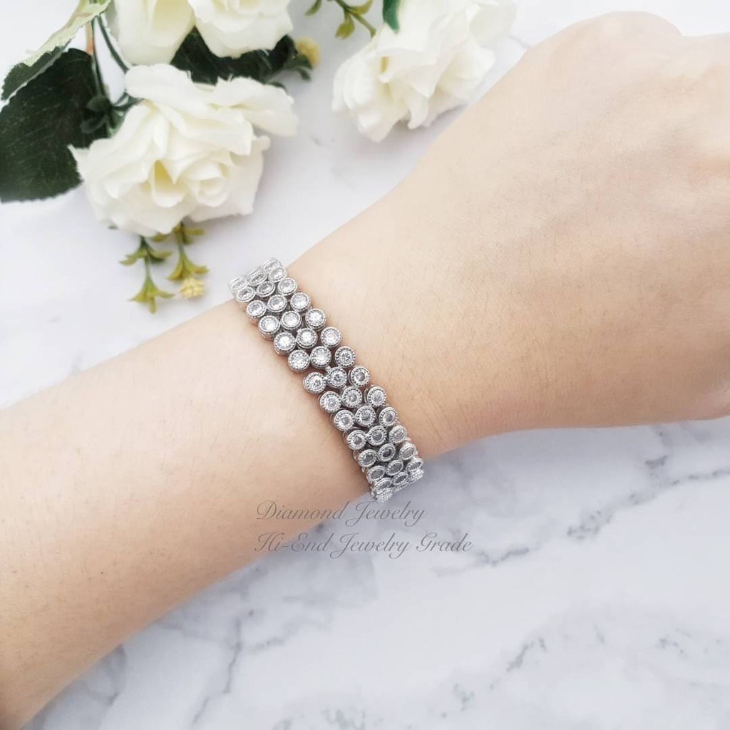 diamond-bracelet-สร้อยข้อมือเพชร-premium-cz-งานฝังเพชรทั้งเส้น-งานเหมือนเพชรแท้มากๆค่ะ-เพชรคัด-ขาว-ใส