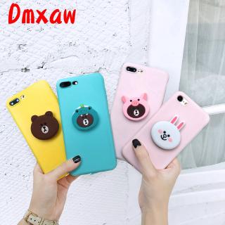 Samsung A6+ Plus J8 2018 J7 J3 A5 2016 2017 2015 A9 Pro A2 Core Bear case 3D cartoon cute silicone holder stand bracket