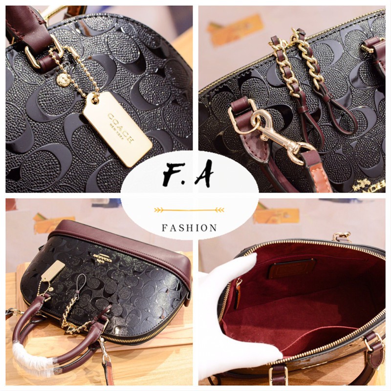 f-a-ของแท้-100-coach-55450-กระเป๋าสะพายข้างผู้หญิง-ladies-small-handbag-patent-embossed-leather-shell-bag-handbag