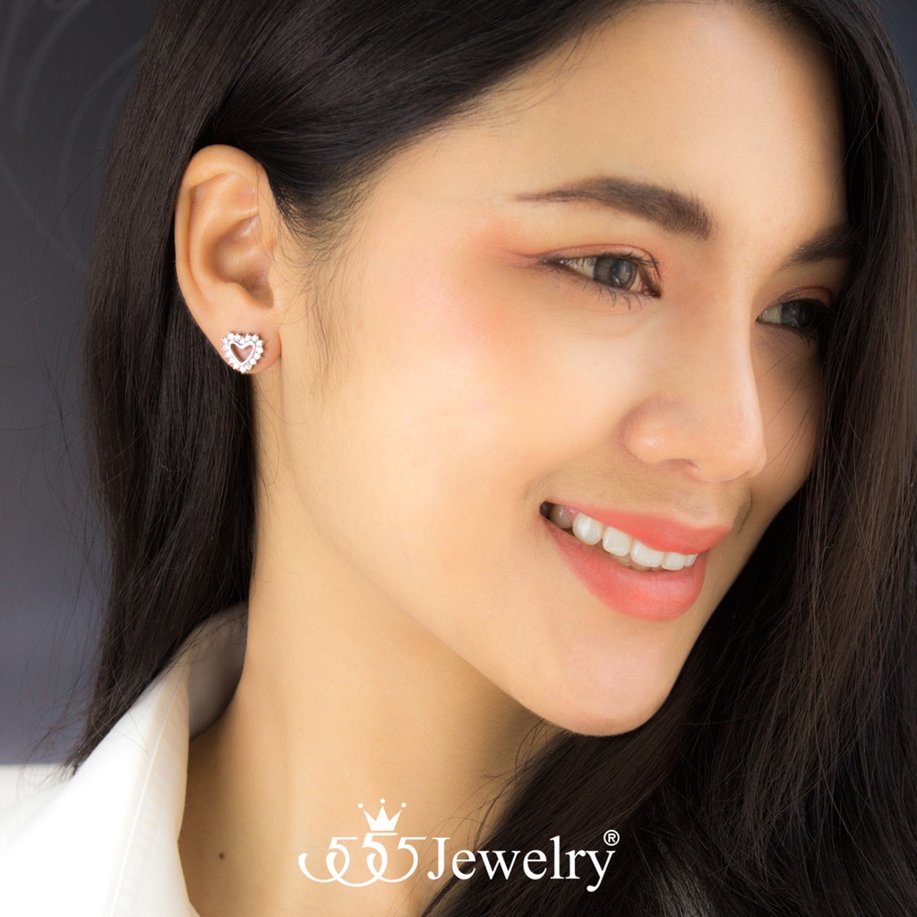 555jewelry-ต่างหูสตั๊ดแฟชั่น-รูปหัวใจ-ล้อมรอบเพชร-cz-ดีไซน์สวย-รุ่น-mnc-ber638-ต่างหูผู้หญิง-ber2