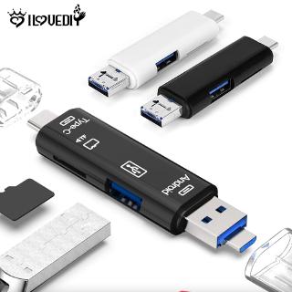 [DS] อะแดปเตอร์การ์ดรีดเดอร์ 5 in 1 type - c สําหรับแล็ปท็อป/คอมพิวเตอร์ android usb 2 . 0