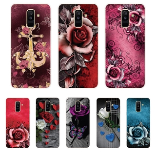 Samsung Galaxy A6 A6+ Plus A7 A8 A8+ Plus A9 2018 Soft TPU Silicone Phone Case Cover ดอกกุหลาบ