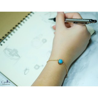 925 Sterling Silver bracelet สร้อยข้อมือเงินแท้ x Aquamarine 8 mm.