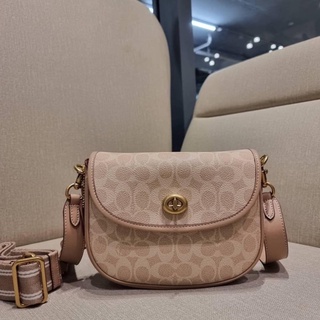 COACH CA093 WILLOW SADDLE BAG IN SIGNATURE CANVAS