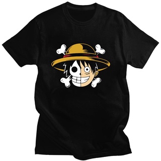 เสื้อยืดอนิเมะ ราคาต่ำสุด!! เสื้อยืด ผ้าฝ้าย พิมพ์ลายอนิเมะ One Piece Luffy Face สไตล์ญี่ปุ่น สําหรับคู่รัก