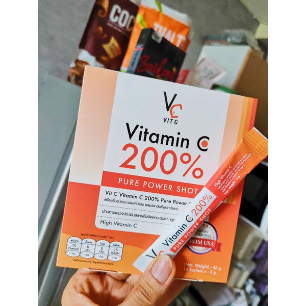 ภาพสินค้าVitaminC VitC200% Pure Power Shot วิตามินซีช็อต วิตซีน้องฉัตร วิตซีกรอกปาก 14ซอง จากร้าน waratip35 บน Shopee ภาพที่ 4