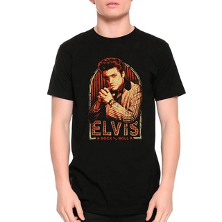 เสื้อยืดผ้าฝ้ายพิมพ์ลาย Elvis Presley Rock and Roll เสื้อยืดลําลอง แขนสั้น คอกลม ใส่สบาย คุณภาพสูง สําหรับผู้ชาย (luk-36
