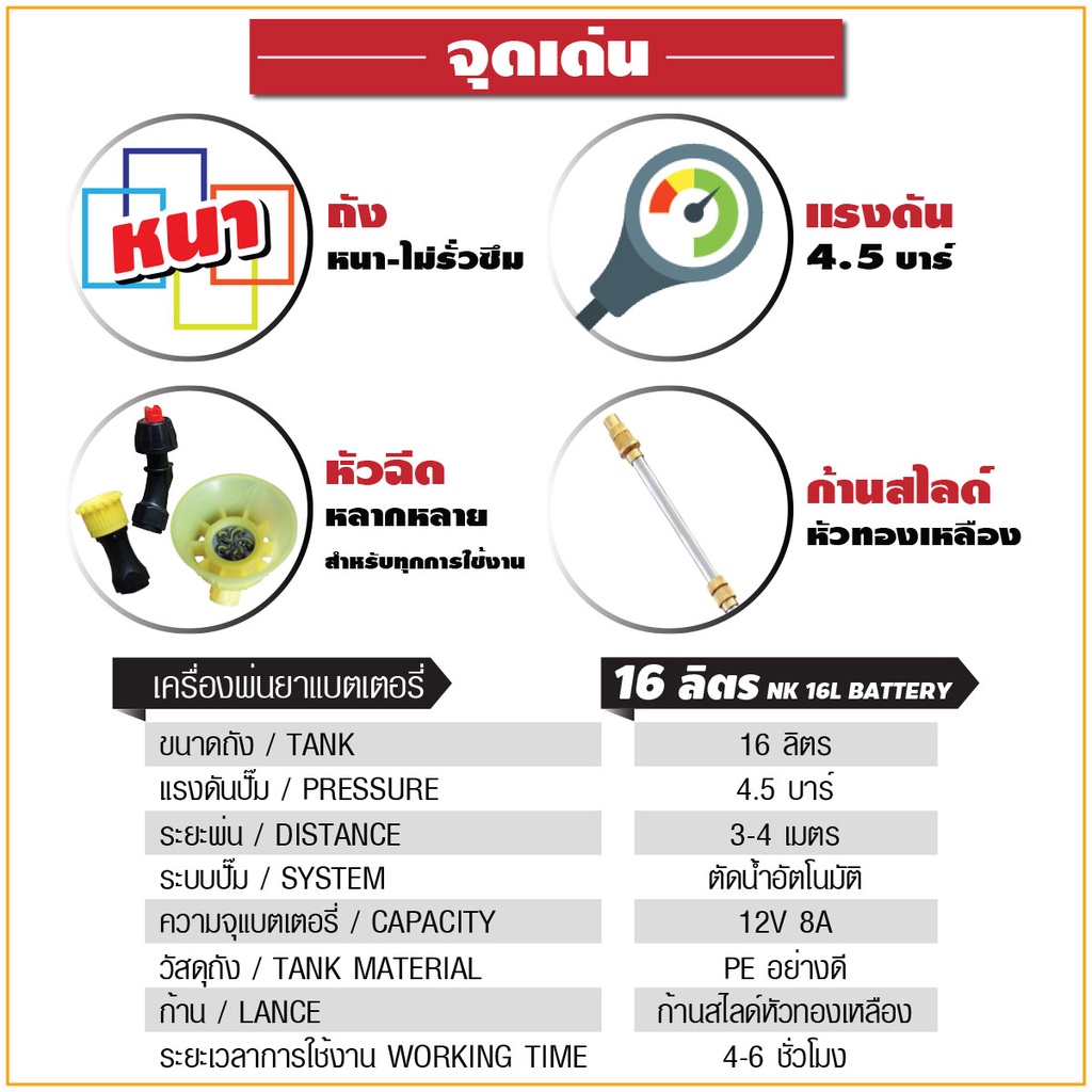 nakashi-ถังพ่นยา-แบตเตอรี่-เครื่องพ่นยา-สะพายหลัง-16-ลิตร-ระยะพ่น-4-เมตร-แถม-ก้านสแตนเลส-หัวทองเหลือง