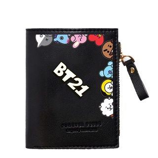 กระเป๋าสตางค์ ใบสั้น ลายการ์ตูน BTS Bangtan Boys BT21 สไตล์เกาหลี สําหรับผู้หญิง และนักเรียน